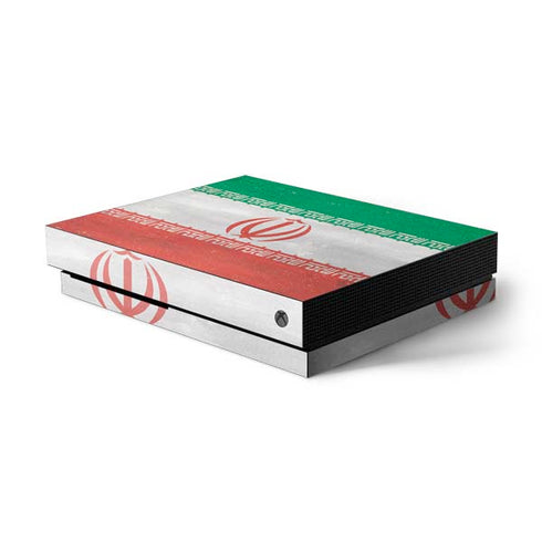Iran Flag Distressed Xbox One X Console Skin